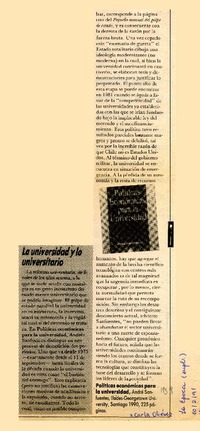 La universidad y lo universitario  [artículo] Carlos Olivárez.