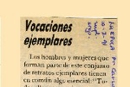 Vocaciones ejemplares  [artículo] Carlos Olivárez.