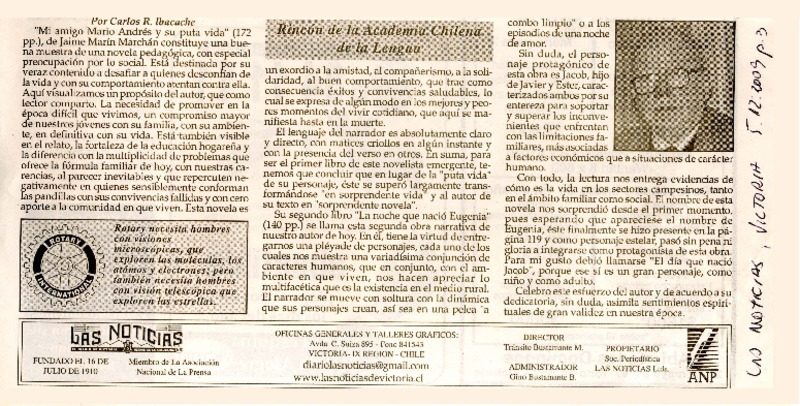 Ricón de la academia chilena de la lengua  [artículo] Carlos R. Ibacache.