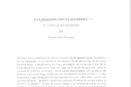 Don Benjamín Vicuña Mackenna, su contacto humano  [artículo] Regina Claro Tocornal.