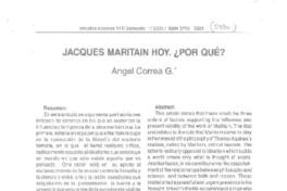 Jacques Maritain hoy ¿Por qué?  [artículo] Angel Correa G.