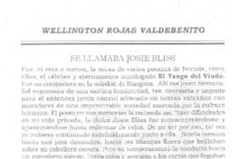 Se llamaba Josie Bliss  [artículo] Wellington Rojas Valdebenito.