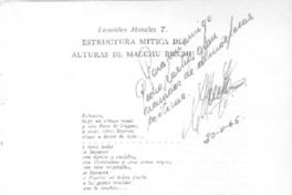 Estructira mitica de Alturas de Macchu Picchu  [artículo] Leonidas Morales T.