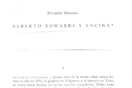 Alberto Edwards y Encina  [artículo] Ricardo Donoso.
