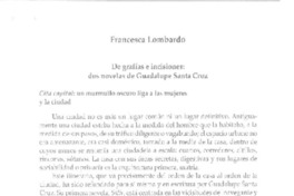 De grafías e incisiones: dos novelas de Guadalupe Santa Cruz  [artículo] Fracesca Lombardo.