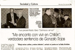 "Me encanto con vivir en Chillán" : verdadera sentencia de Gonzalo Rojas  [artículo]