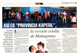 Así es "Provincia Kapital", la versión criolla de Mahagonny  [artículo] Javier Ibacache V.
