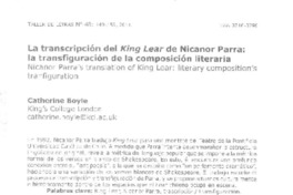 La transcripción del King Lear de Nicanor Parra  [artículo] Catherine Boyle.