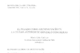 El pasado como archivo vacío en La ciudad anterior de Gonzalo Contreras  [artículo] Mario Lillo Cabezas.
