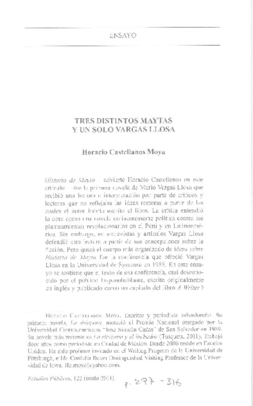 Tres distintos maytas y un solo Vargas Losa  [artículo] Horacio Castellanos Moya.