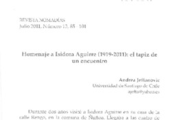 Homenaje a Isidora Aguirre (1919-2022), el tapiz de un encuentro  [artículo] Andrea Jeftanovic.