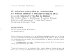 El ciudadano trabajador en la transición del México colonial al independiente  [artículo] Mariela Insúa.