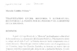Transitando entre historia y literatura  [artículo] Marcela Cubillos Poblete.