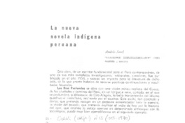 La nueva novela indígena peruana  [artículo] Andrés Sorel.