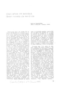 Cien años de soledad, gran novela de América  [artículo] Roberto García-Peña.