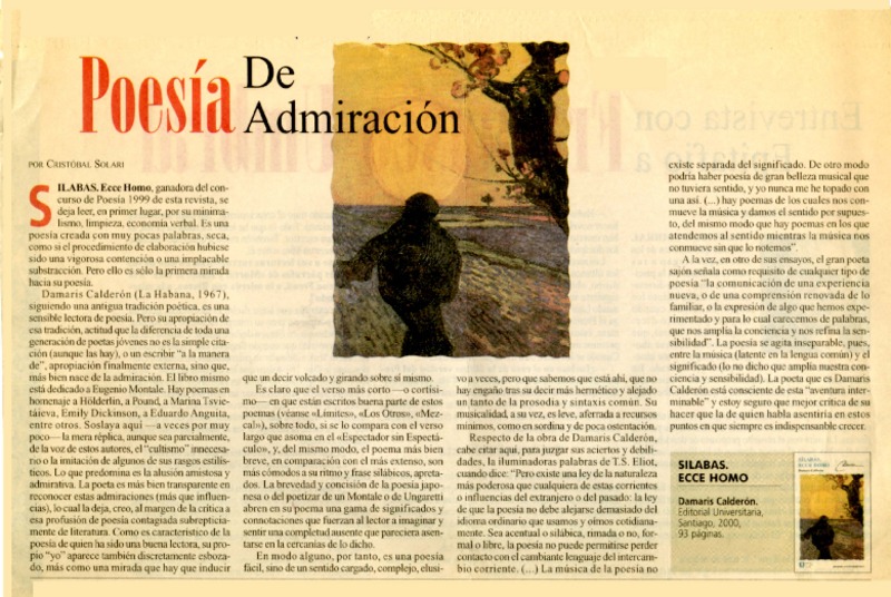 Poesía de admiración  [artículo] Cristóbal Solari.