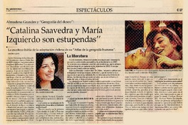 Catalina Saavedra y María Izquierdo son estupendas"  [artículo] Cristina Alzate.