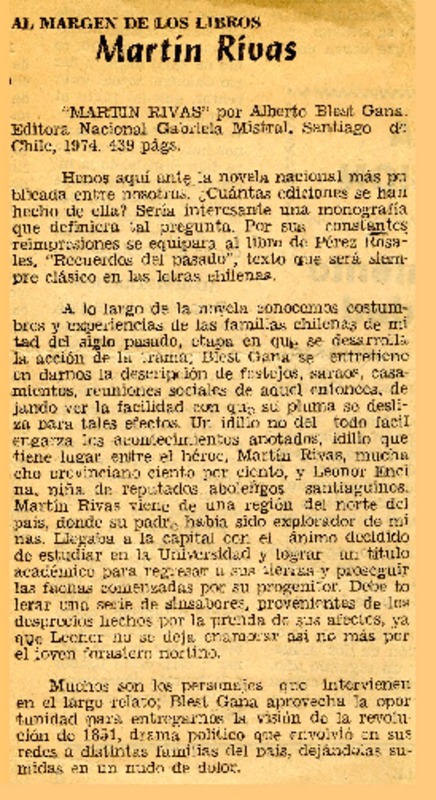 Martín Rivas  [artículo] Alberto Arraño S.J.