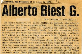 Alberto Blest G.  [artículo] Ernesto Poblete G.