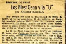 Los Blest Gana y la "U"  [artículo] Andrés Sabella.
