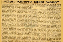 "Don Alberto Blest Gana"  [artículo] Januario Espinosa.