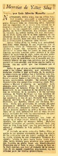Memorias de Yáñez Silva  [artículo] Luis Alberto Mansilla.