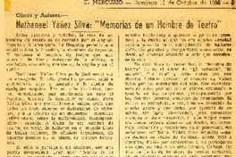 Nathanael Yáñez Silva: "Memorias de unhombre de teatro"  [artículo] Hernán del Solar.