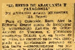 "El Reino de Araucanía y Patagonia".  [artículo]