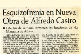 Esquizofrenia en nueva obra de Alfredo Castro.  [artículo]