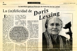 La (In) felicidad de Doris Lessing La escritora gana el Príncipe de Asturias de las Letras [artículo] :