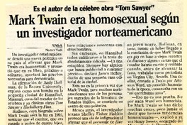 Mark Twain era homosexual según un investigador norteamericano.  [artículo]