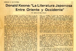 Donald Keene :"La Literatura Japonesa entre Oriente y Occidente"  [artículo] Hernán del Solar.