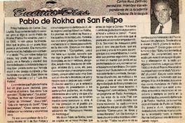 Pablo de Rokha en San Felipe  [artículo] Carlos Ruíz Zaldívar.