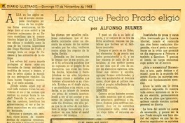 La hora que Pedro Prado eligió  [artículo] Alfonso Bulnes.