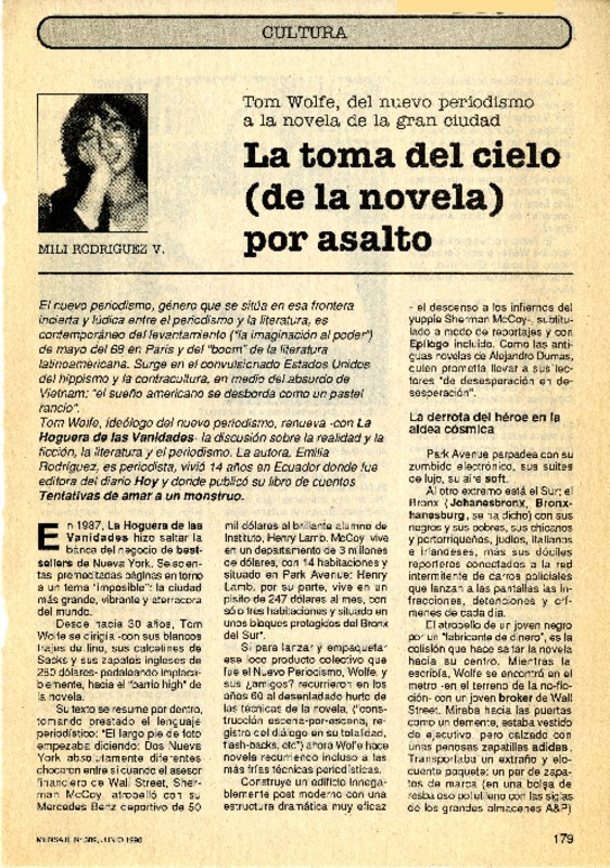 La toma del cielo (de la novela) por asalto  [artículo] Mili Rodríguez V.