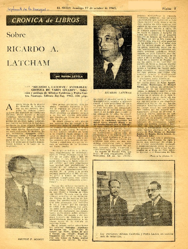 Sobre Ricardo A. Latcham  [artículo] Hernán Loyola.