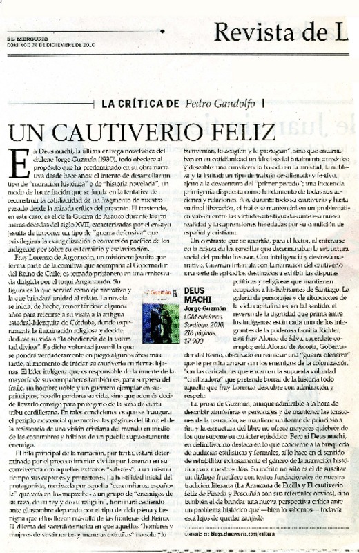 Un cautiverio feliz  [artículo] Pedro Gandolfo.