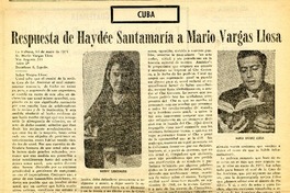 Respuesta de Haydée Santamaría a Mario Vargas Llosa  [artículo] Haydée Santamaría.