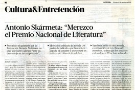 "Merezco el Premio Nacional de Liteatura" (entrevista)  [artículo] Roberto Careaga C