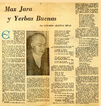 Max Jara y Yerbas Buenas  [artículo] Gerardo Aravena Rivas.