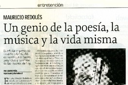 Un genio de la poesía, la música y la vida misma  [artículo]Alvaro Peña.