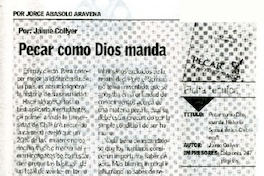 Pecar como Dios manda  [artículo] Jorge Abasolo Aravena.