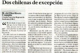 Dos chilenas de excepciòn  [artículo] M. del Pilar Rivera Caamaño.
