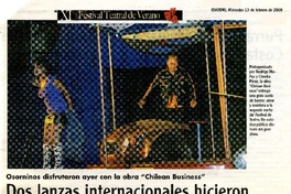 Dos lanzas internacionales hicieron negocios en el escenario teatral local  [artículo]Victoria Martínez Antipa.