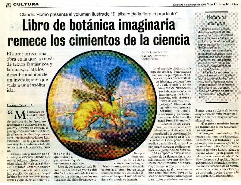 Libro de botánica imaginaria remece los cimientos de la ciencia (entrevista)  [artículo]Rodrigo Castillo R.