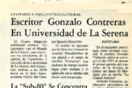 Escritor Gonzalo Contreras en Universidad de La Serena  [artículo].