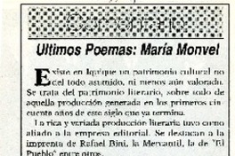 Últimos poemas: María Monvel  [artículo] Bernardo Guerrero Jiménez