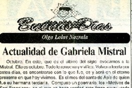 Actualidad de Gabriela Mistral  [artículo] Olga Lolas Nazrala