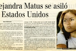 Alejandra Matus se asiló en Estados Unidos  [artículo] Oscar Valenzuela