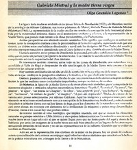 Gabriela Mistral y la madre tierra virgen  [artículo] Olga Grandón Lagunas